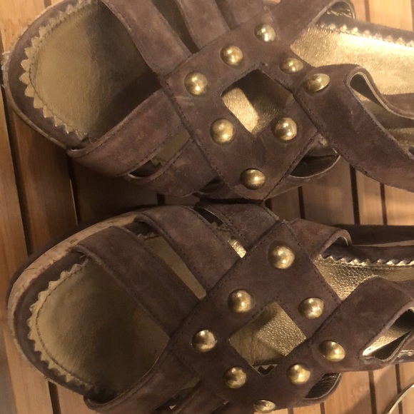 Prada Reverse wedge heel suede sandals SZ 9.5 - Picture 9 of 9